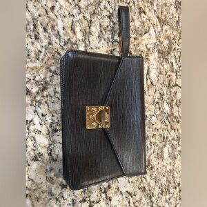 Gianne Versace Black Clutch with Gold Accents